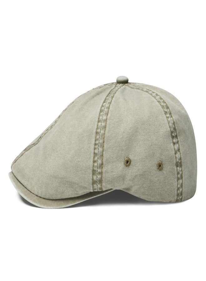 VOBOOM Cotton Washing Flat Cap Cabbie Hat Gatsby Ivy Irish Hunting Newsboy (Washed Khaki) - Image 3